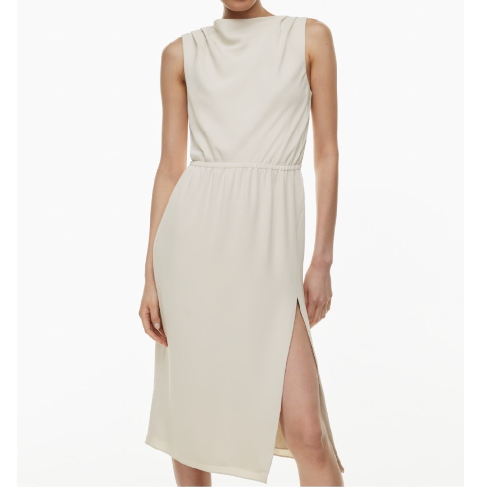 Aritzia Babaton Announcement Dress Matte Pearl Crepe Sleeveless Midi Size 2